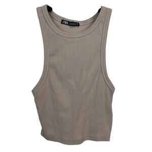 Zara Womens Tan Crop Tank Top Small Stretch